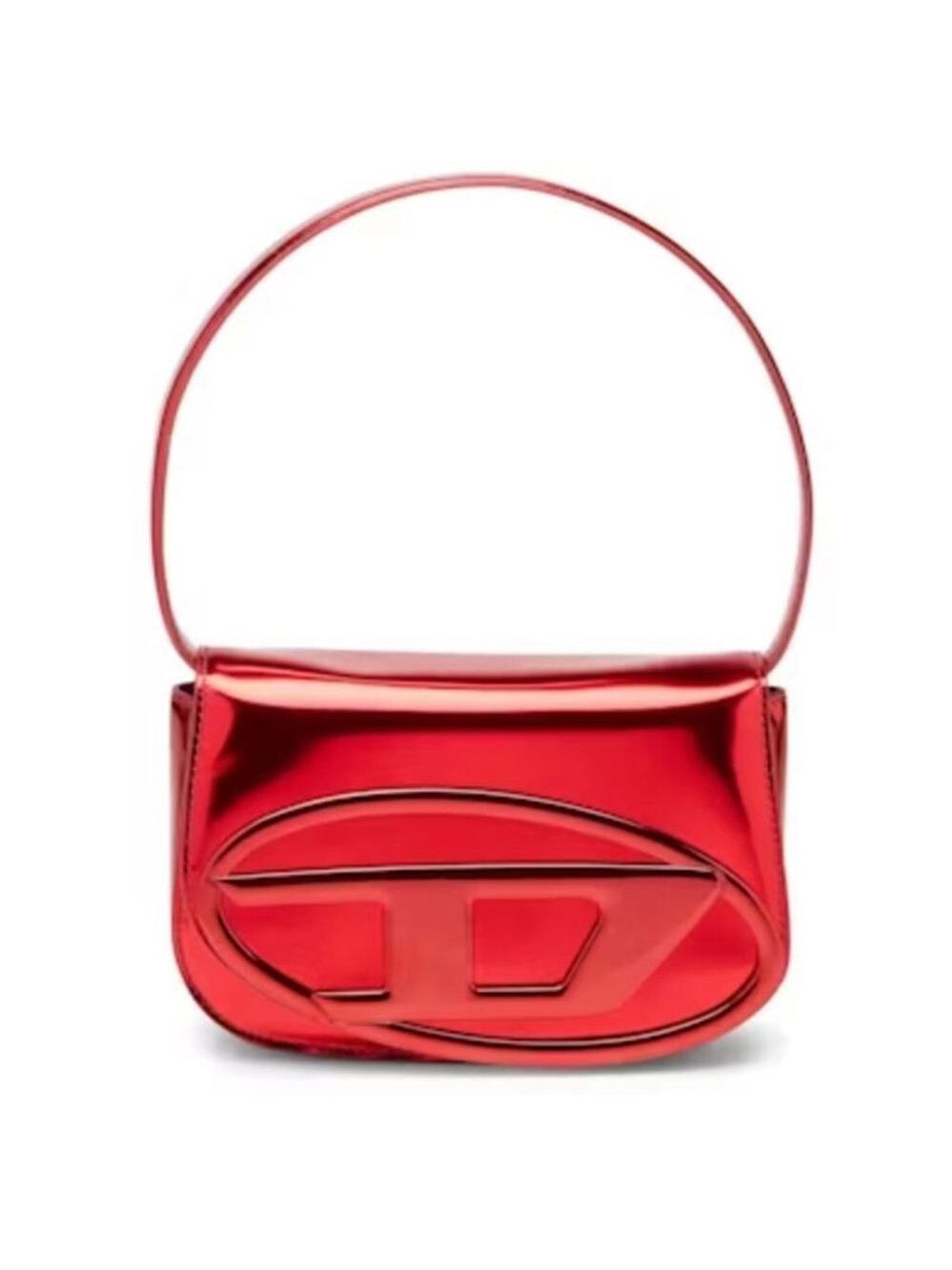 DIESEL 1DR Iconic Shoulder Bag in Mirrored Leather in Red - New with defects